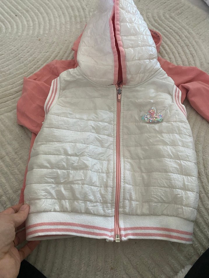 Kız Çocuk Pembe Kapüşonlu Fermuarlı Sweatshirt - Görsel 3