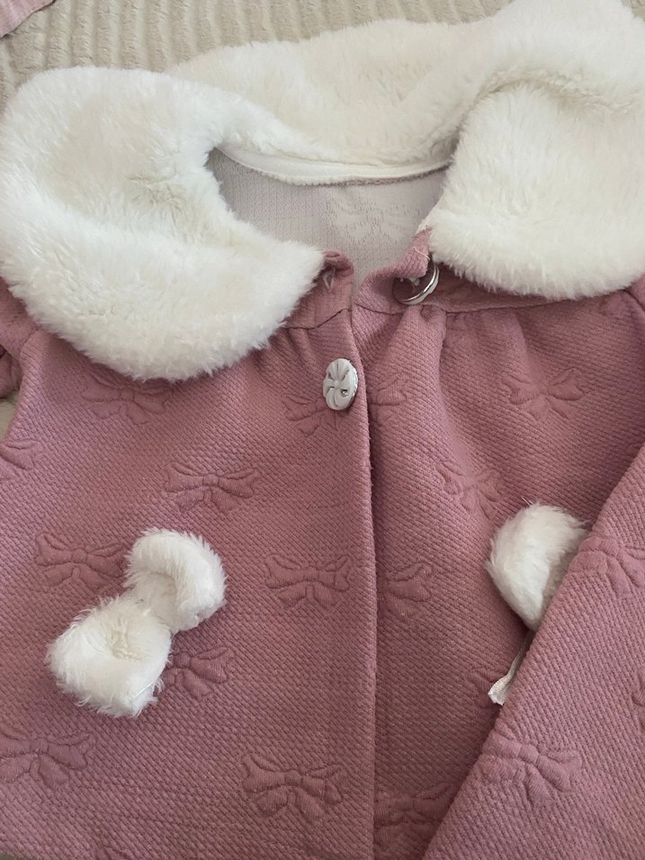 Peluş Detaylı Pembe Bebek Kız Takımı - Görsel 2