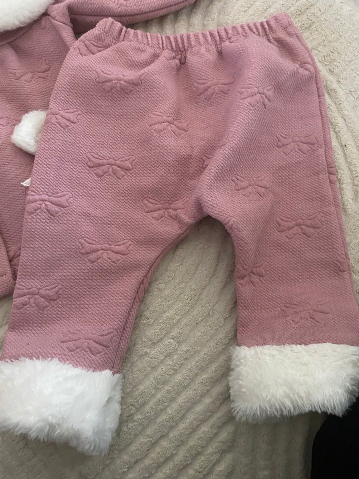 Peluş Detaylı Pembe Bebek Kız Takımı - Görsel 3