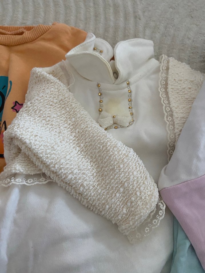 Bebek Kız Pastel Renkli Uzun Kollu Örme Takım - Görsel 2