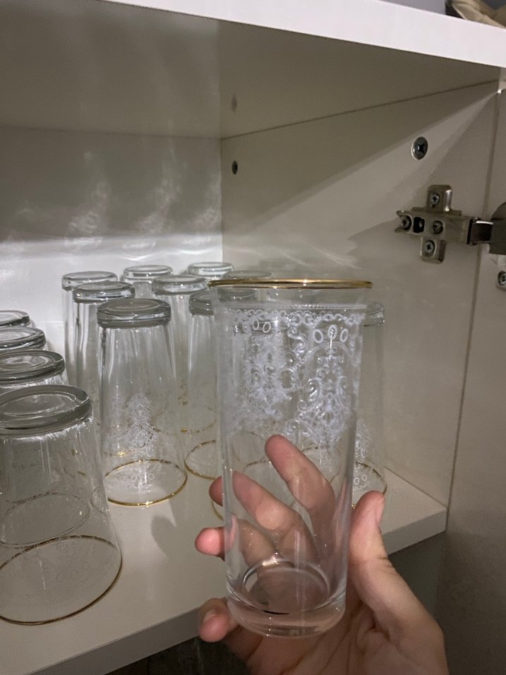 Altın detaylı gri desenli cam bardak seti 12 parça - Görsel 2