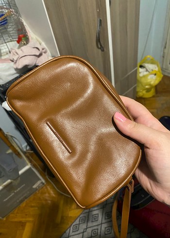 Pullandbear Bej Deri Kadın Omuz Çantası mini - Görsel 2