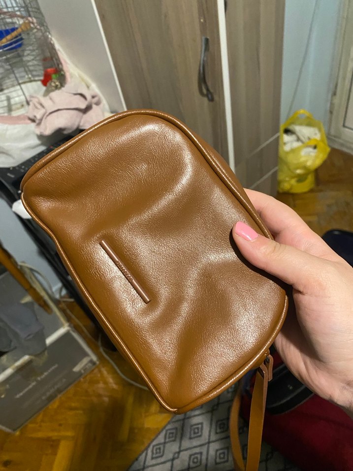 Pullandbear Bej Deri Kadın Omuz Çantası mini - Görsel 2