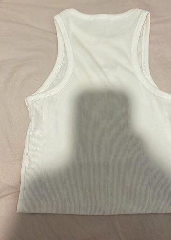 Beyaz Kadın Crop, Straplez, Baskılı - Görsel 3