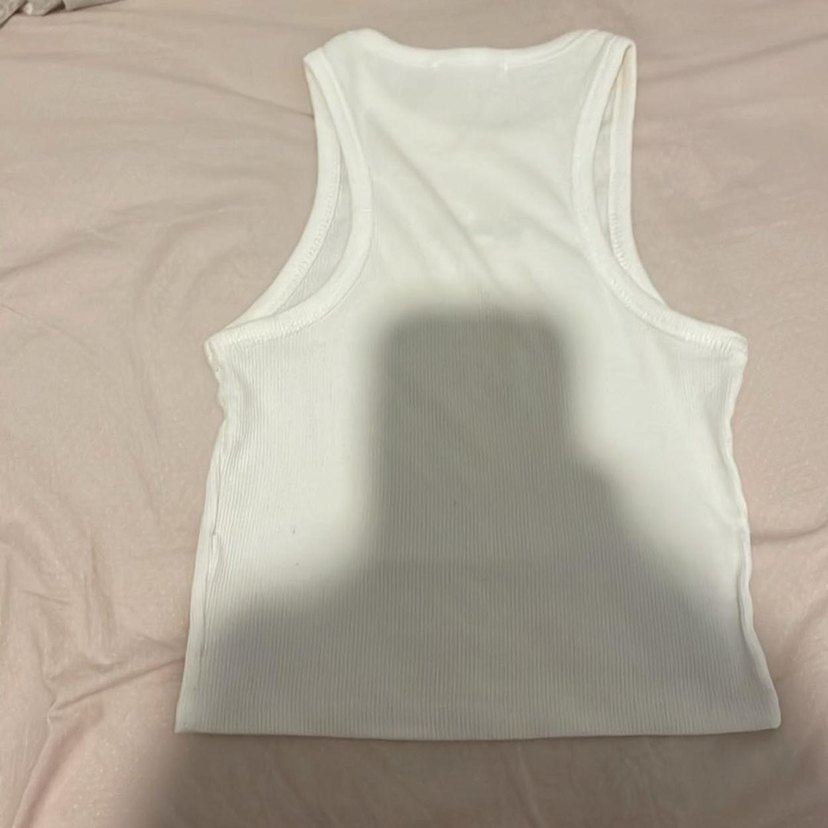 Beyaz Kadın Crop, Straplez, Baskılı - Görsel 3