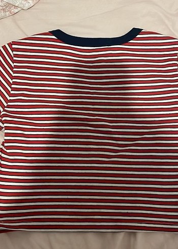 Bordo Çizgili Brooklyn Baskılı Kadın Tişört - Görsel 3