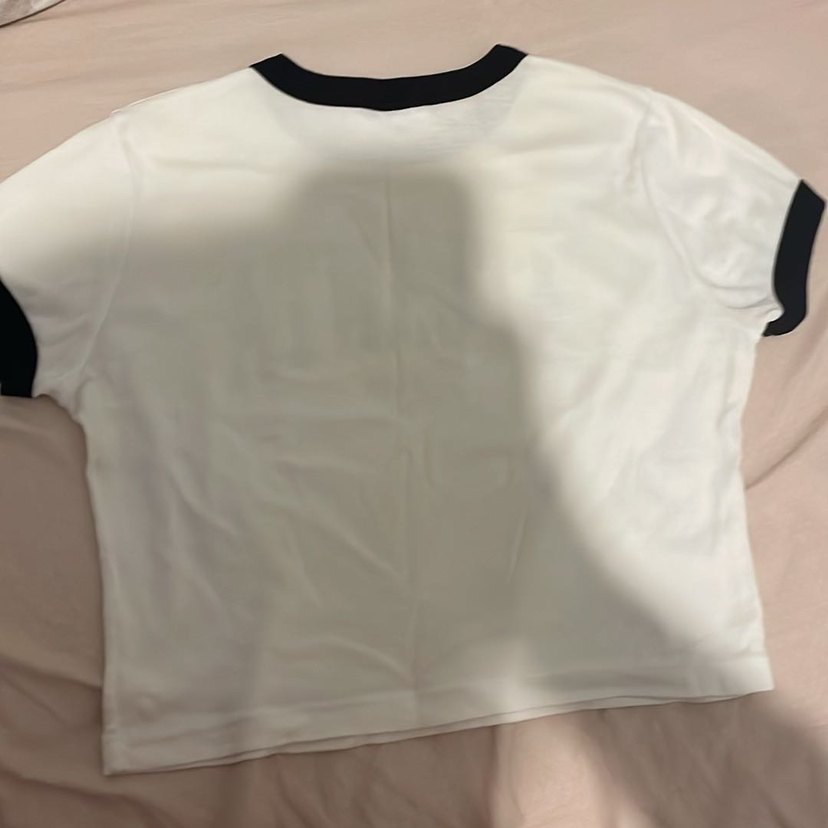 Baskılı Beyaz Kadın Crop - Kısa Kollu, Pamuk - Görsel 3