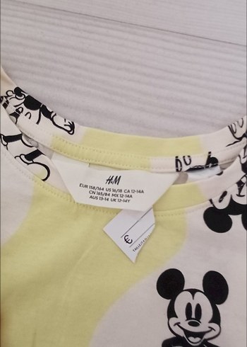 Sarı Mickey Mouse Baskılı Kız Tişörtü - Görsel 2