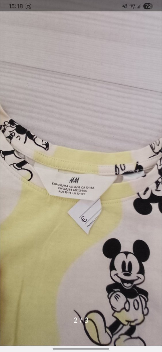 Sarı Mickey Mouse Baskılı Kız Tişörtü - Görsel 2