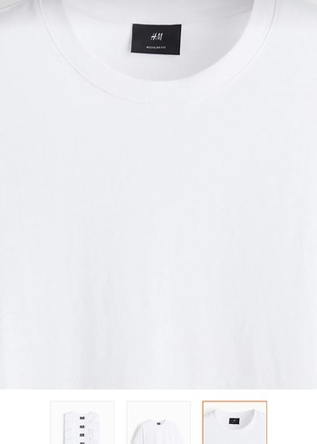 H&M Beyaz Erkek Basic Pamuklu Tişört 5'li Paket - Görsel 2