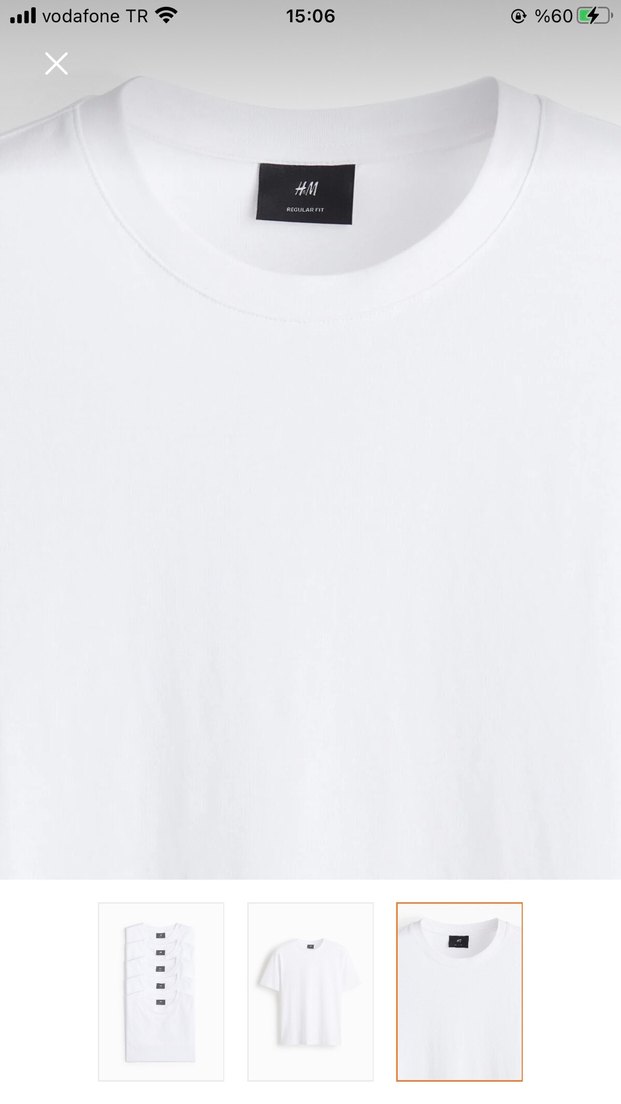 H&M Beyaz Erkek Basic Pamuklu Tişört 5'li Paket - Görsel 2