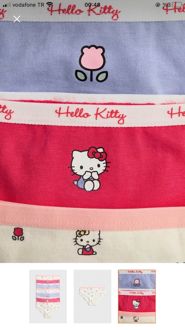 H&M  Kitty Desenli Pastel Renkli Kız Çocuk Külot Seti - Görsel 3