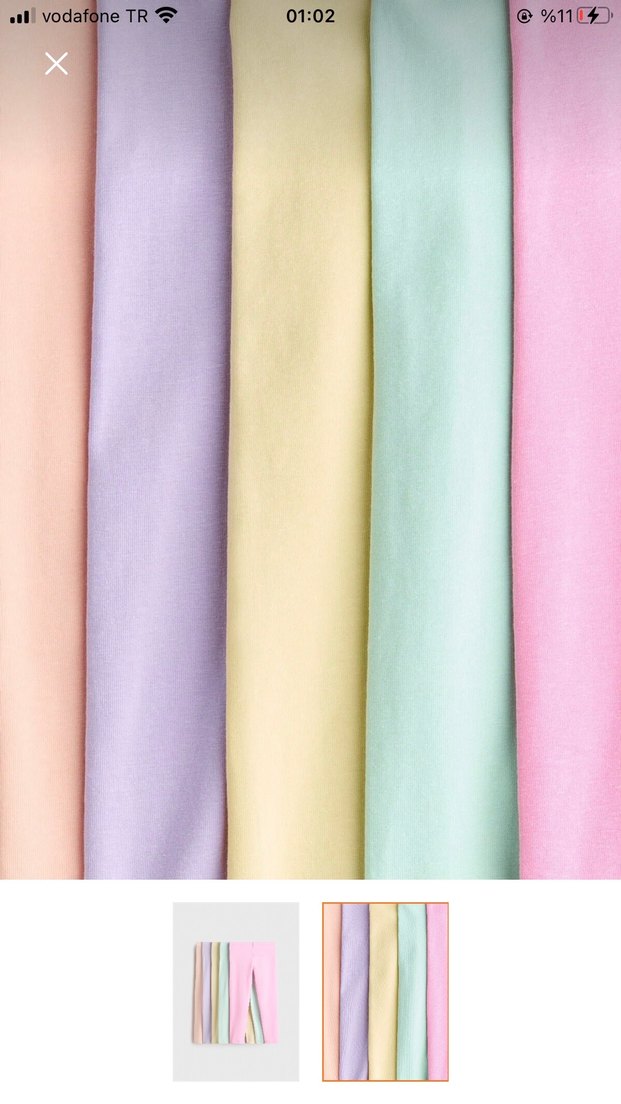 H&M Kız Çocuk Pastel Renkli Pamuklu Tayt Seti - Görsel 2