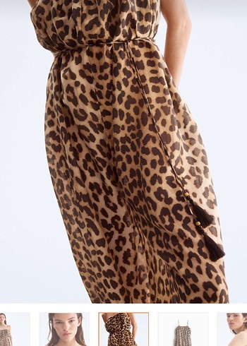 H&M Leopar Desenli Kahverengi Kadın Tulum - Görsel 2
