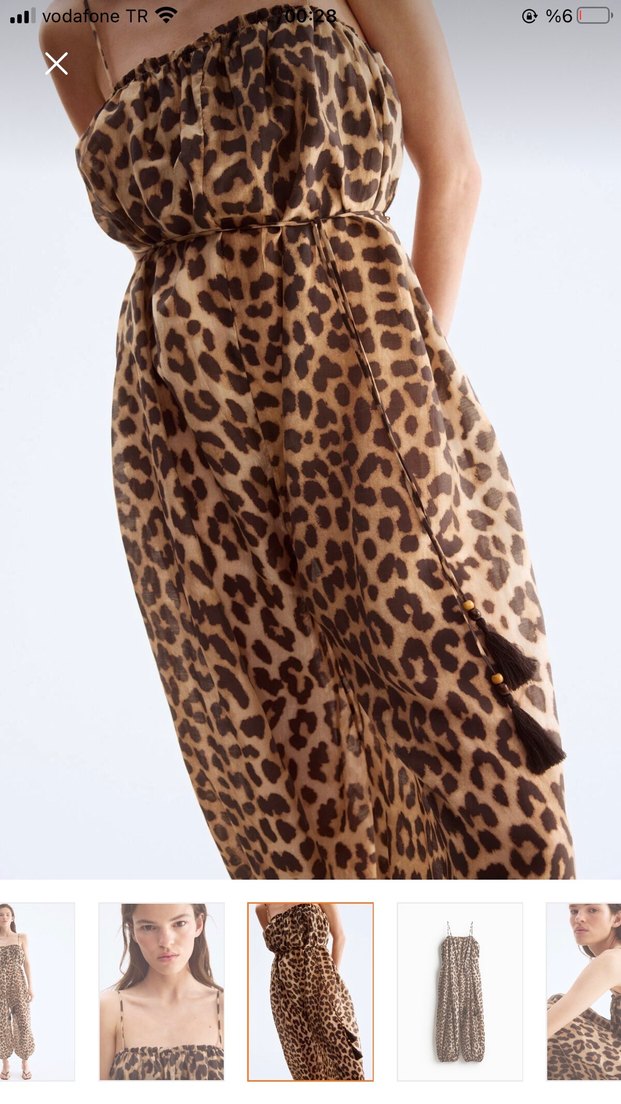 H&M Leopar Desenli Kahverengi Kadın Tulum - Görsel 2