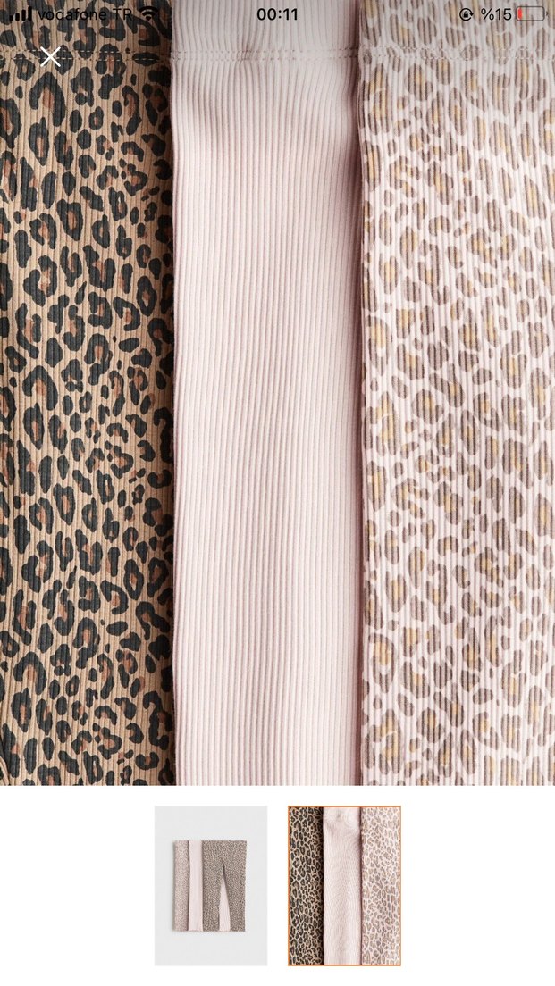 H&M Kız Çocuk Bej Pilili Tayt Seti - Görsel 2