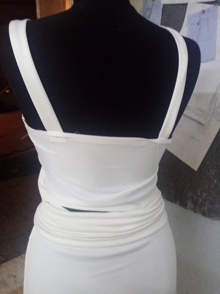 Beyaz Straplez Mini Kalem bluz - Görsel 2