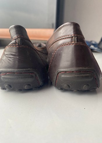 38 Beden Kahverengi Deri Tokalı Kadın Düz Taban Babet