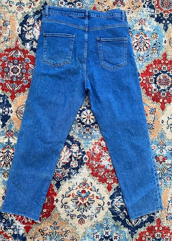 Defacto Koyu Mavi Regular Fit mom jean Kadın Denim Pantolon Defacto