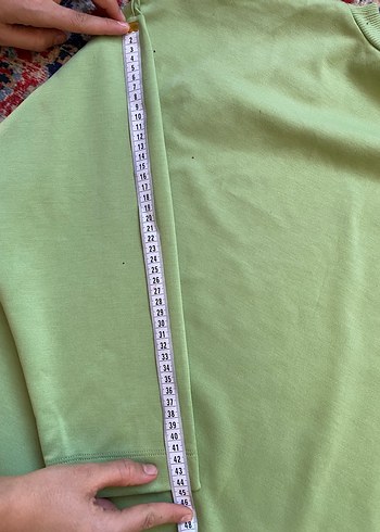 l Beden yeşil Renk Yeşil Pamuklu Salaş Kadın Sweatshirt