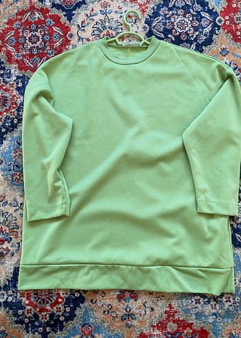 Yeşil Pamuklu Salaş Kadın Sweatshirt