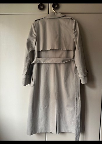 Zara Düğmeli Gri Midi Trençkot