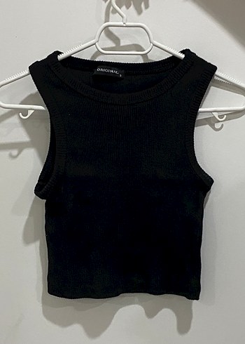 m Beden pembe Renk Pembe Yüksek Yakalı Kolsuz Crop Top