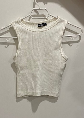 m Beden Pembe Yüksek Yakalı Kolsuz Crop Top