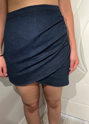 Lacivert Mini Kot Etek - Görsel 3