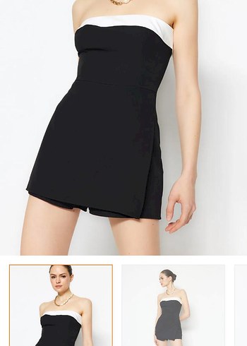 Siyah straplez Mini elbise - Görsel 5