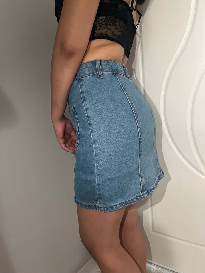 Mavi Denim Mini Etek - Görsel 2