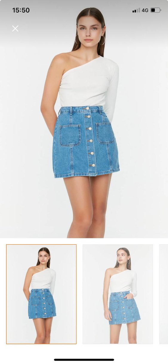 Mavi Denim Mini Etek - Görsel 4