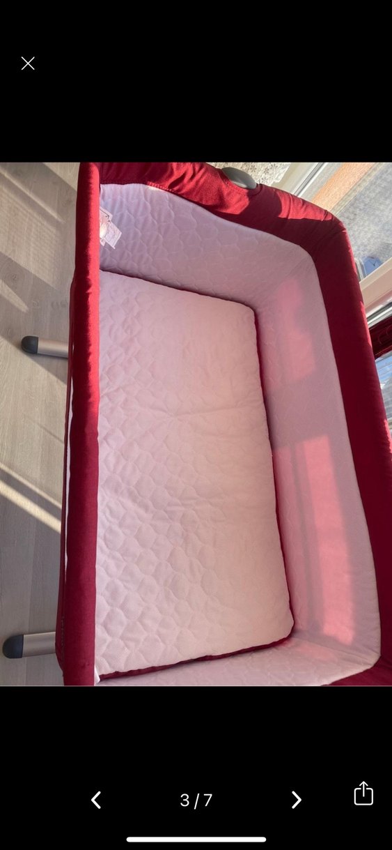 Koyu Kırmızı Bebek Beşiği ve Sepeti - Görsel 2