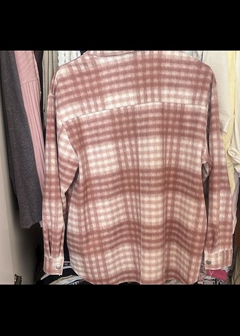 Pembe Düğmeli Oversize Kadın Gömlek - Görsel 4