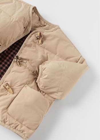 Bej Şişme Kız Çocuk Montu - Görsel 3