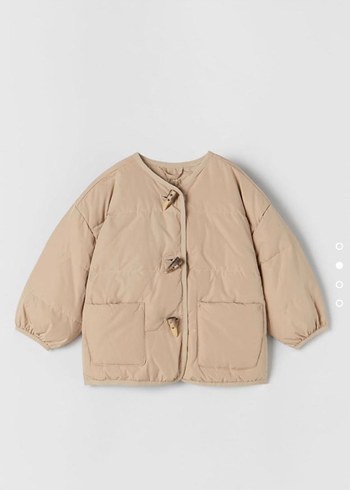 Bej Şişme Kız Çocuk Montu - Görsel 2