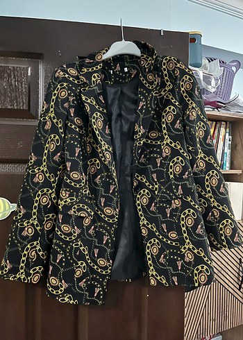Desenli Bol Kesim Blazer Ceket