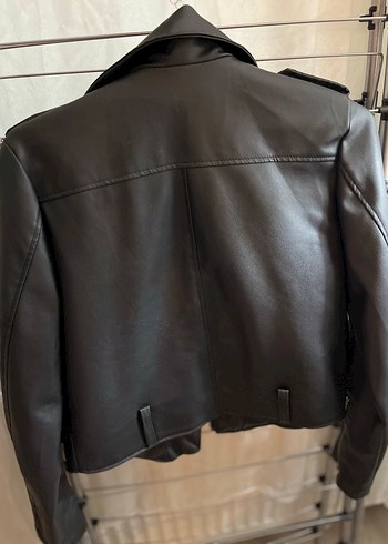 s Beden Siyah Deri Biker Ceket