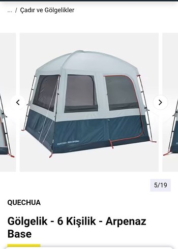 Quechua 6 Kişilik Gölgelik - Arpenaz Base