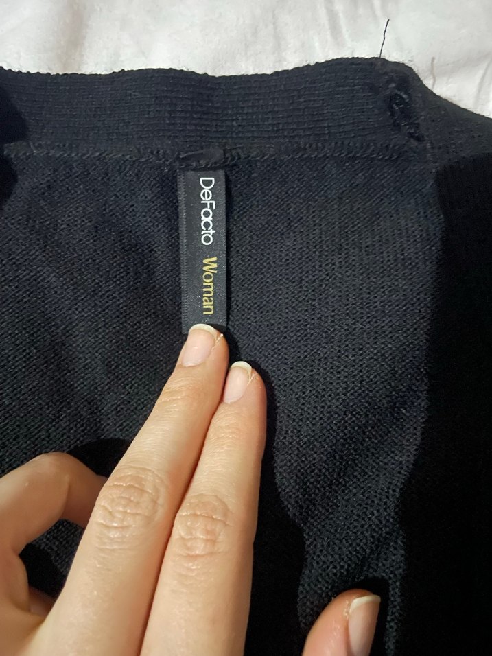 Uzun Siyah Kadın hırka - Görsel 2