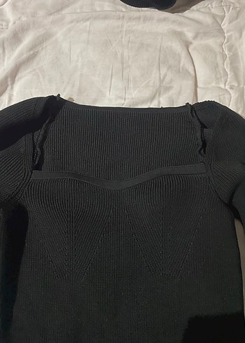 Uzun Kollu Siyah Kadın Triko - Görsel 2