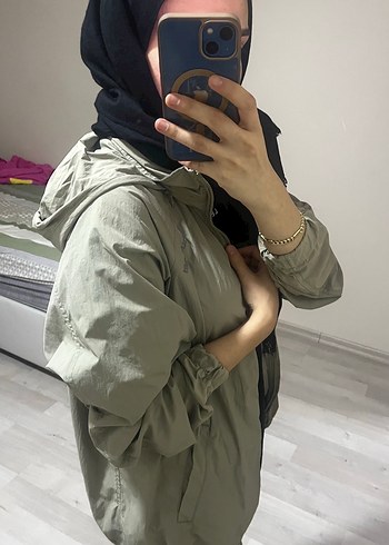 m Beden Gri Salaş Bomber Ceket Yüksek Yakalı