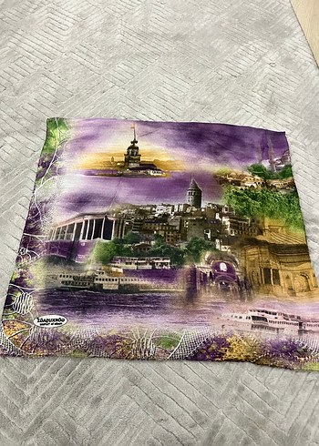 Kadın Mor Baskılı Bohem Eşarp - Görsel 2