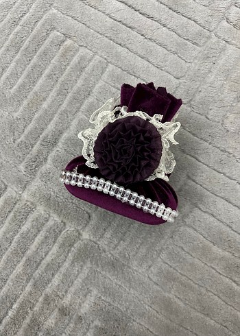 Mor Dantel Detaylı Örgü İğnelik - Görsel 2