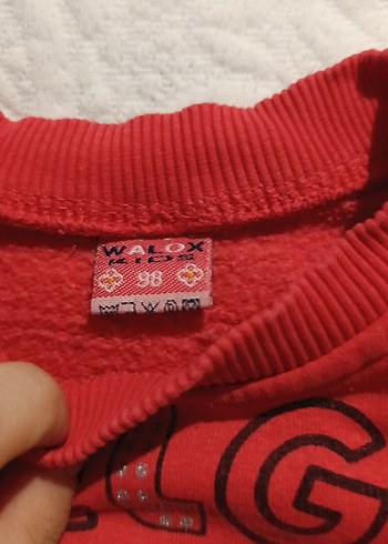 24-36 Ay Beden Kızlar İçin Kırmızı Uzun Kollu Sweatshirt
