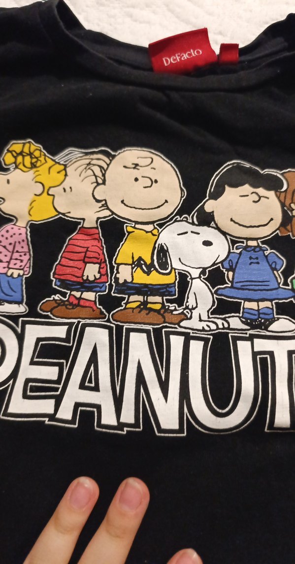 Kız Çocuk Siyah Peanuts Baskılı Uzun Kollu Tişört - Görsel 2
