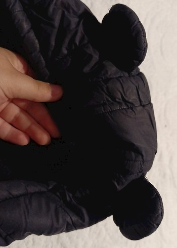 24-36 Ay Beden siyah Renk kız Çocuk Siyah Kapüşonlu Fermuarlı Mont