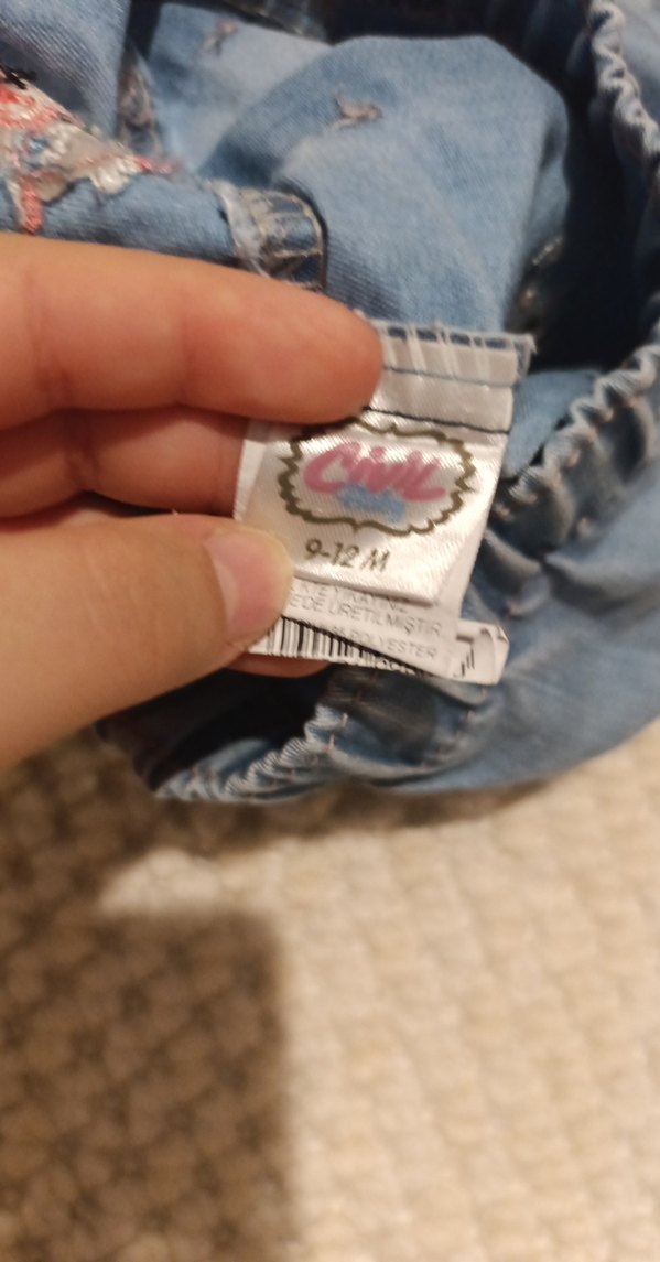 Nakışlı Fırfırlı Mavi Denim Kız Eteği - Görsel 3