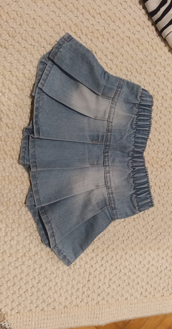 Nakışlı Fırfırlı Mavi Denim Kız Eteği - Görsel 4