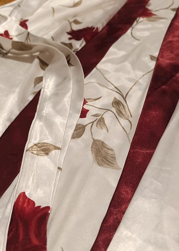 Bordo Nakışlı Mini Kadın saten Pijama Takımı - Görsel 7